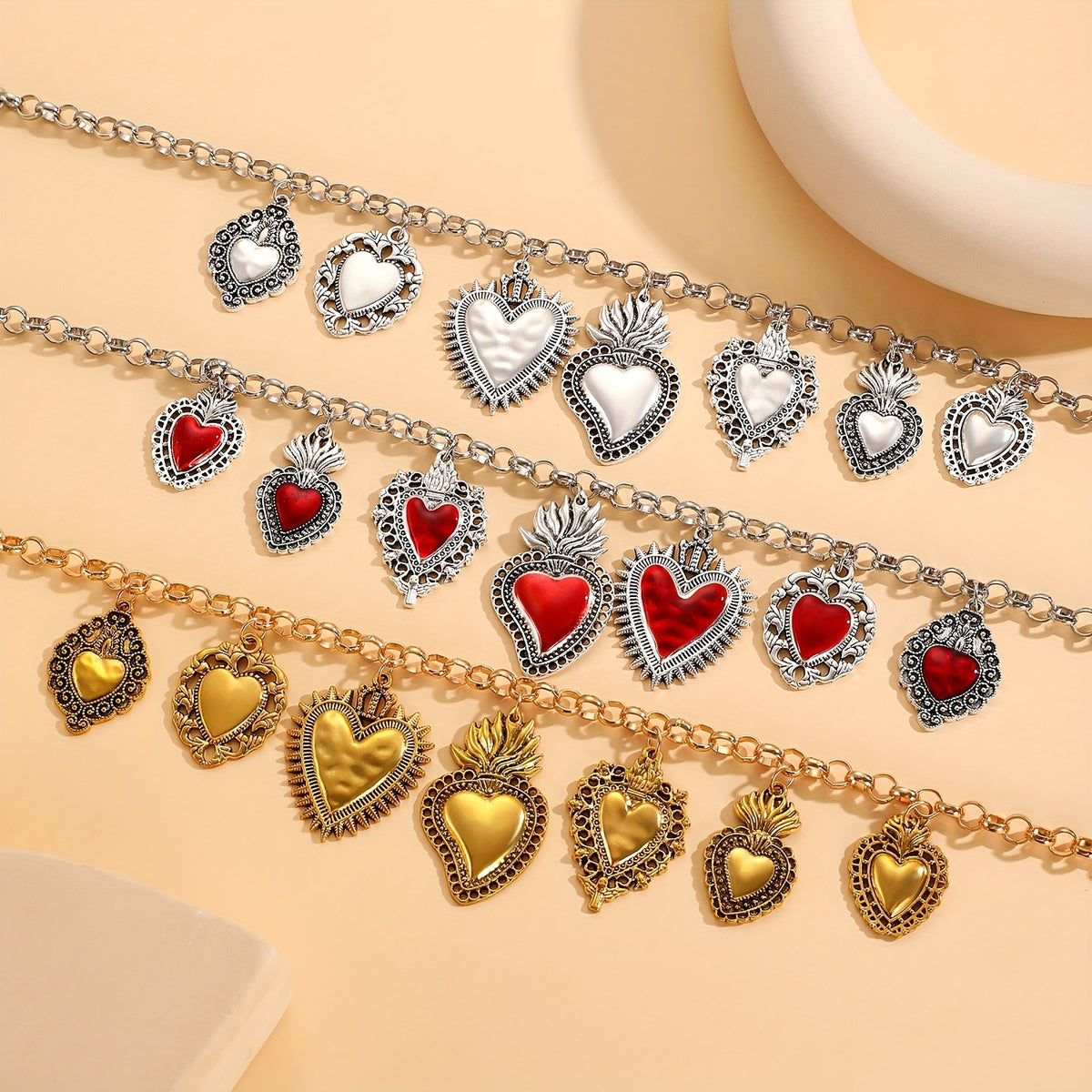 Ornate Heart Charm Necklace