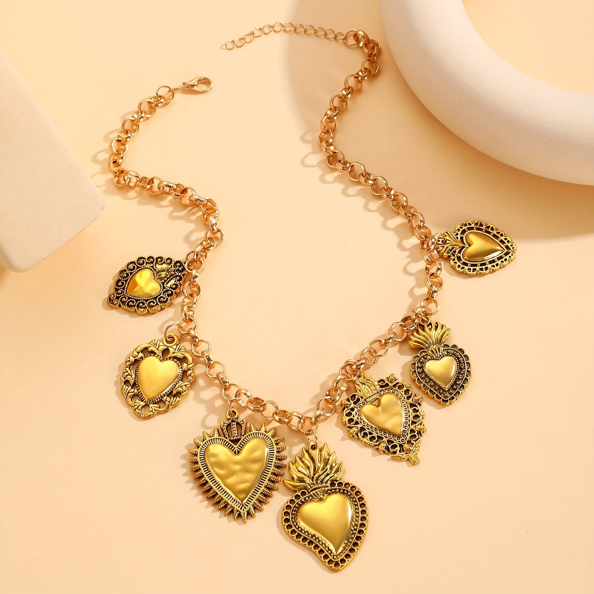 Ornate Heart Charm Necklace