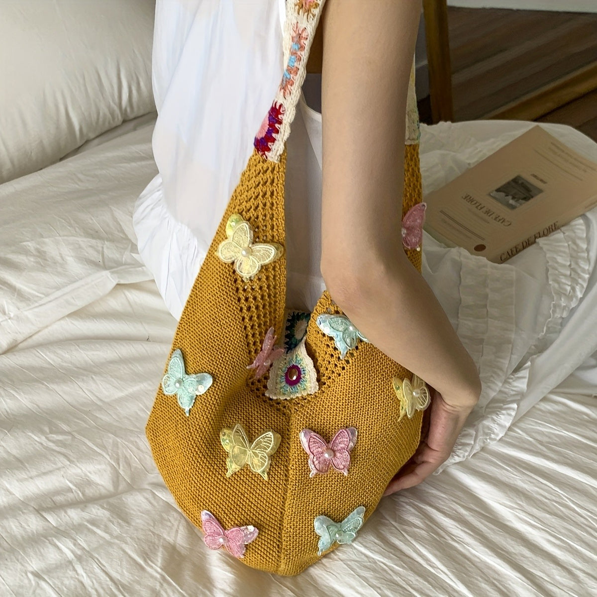 Butterfly Knit Shoulder Bag