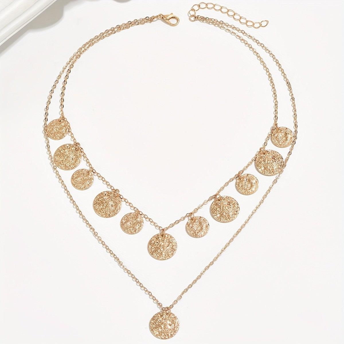 Hammered Disc Layered Necklace