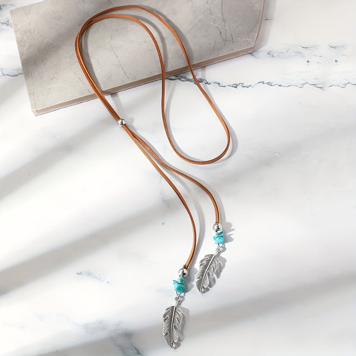 Turquoise Feather Wrap Necklace