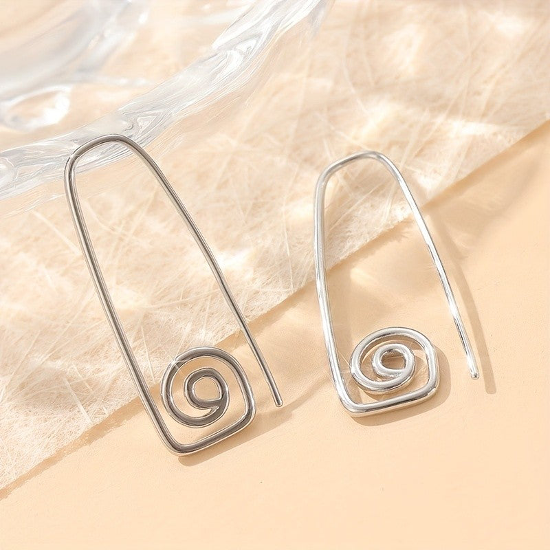 Spiral Wire Triangle Drop Earrings