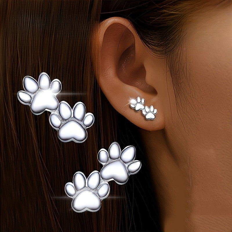 Twin Paw Stud Earrings