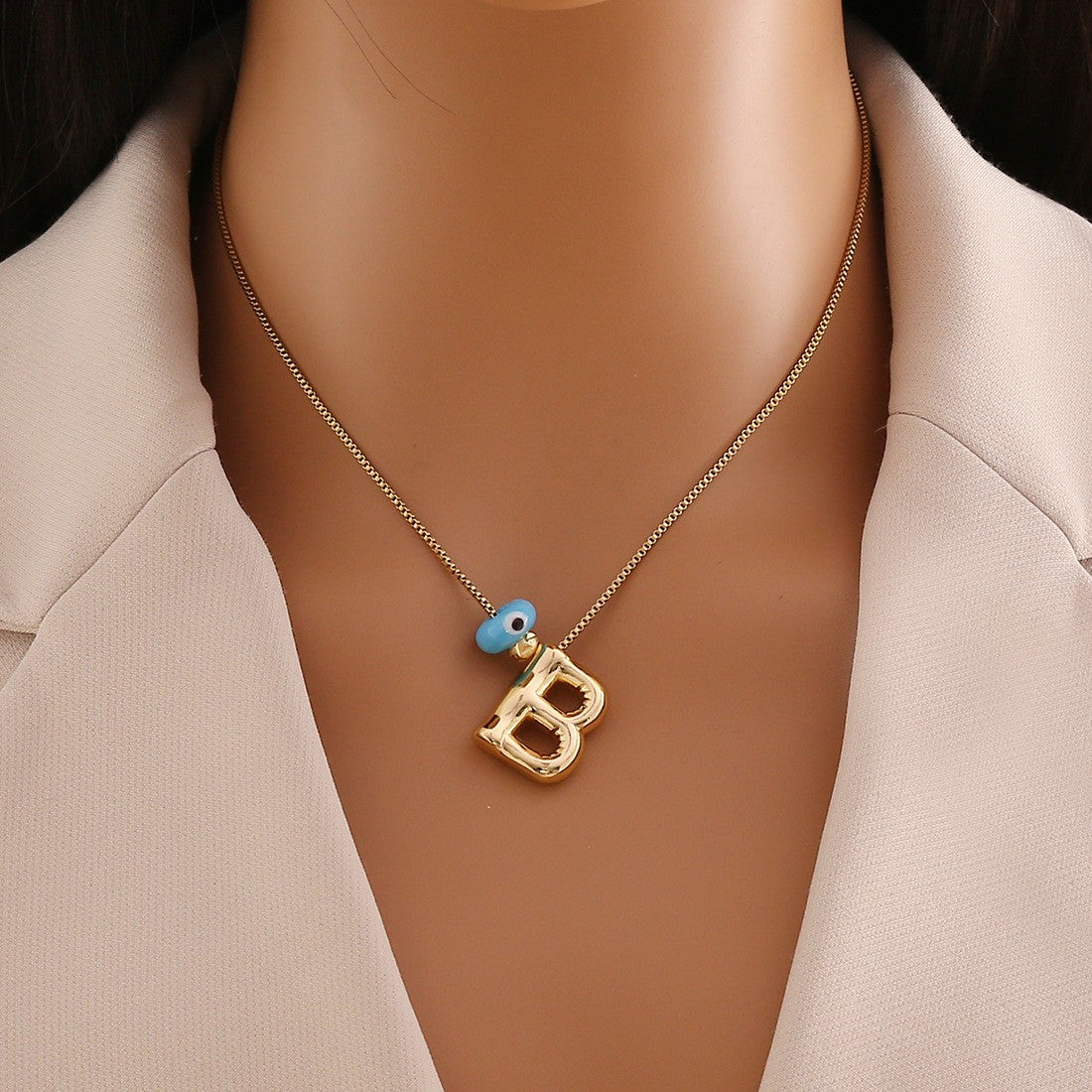 Evil Eye Initial Letter Pendant