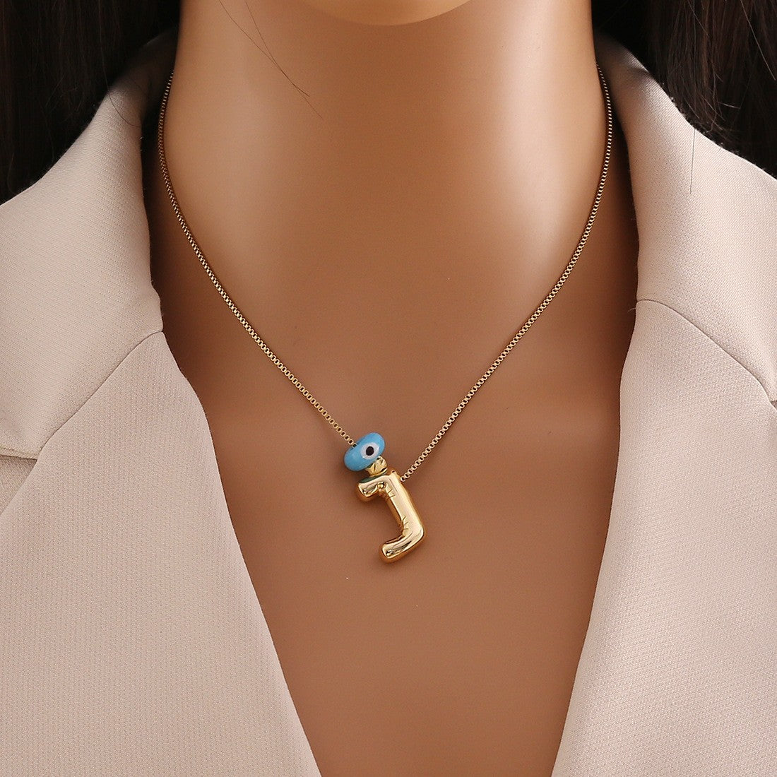 Evil Eye Initial Letter Pendant