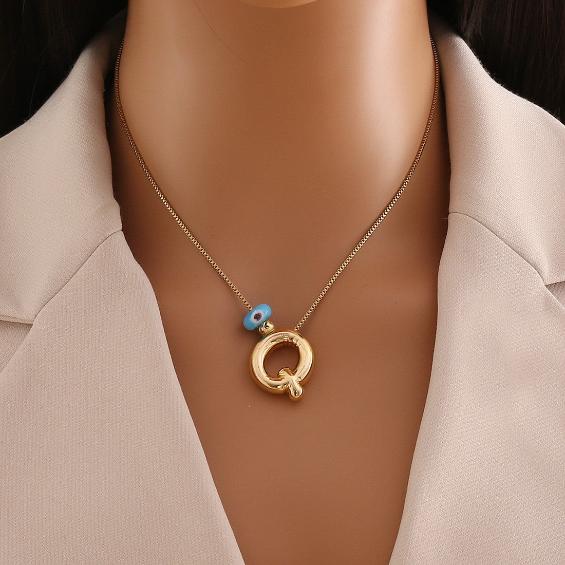 Evil Eye Initial Letter Pendant