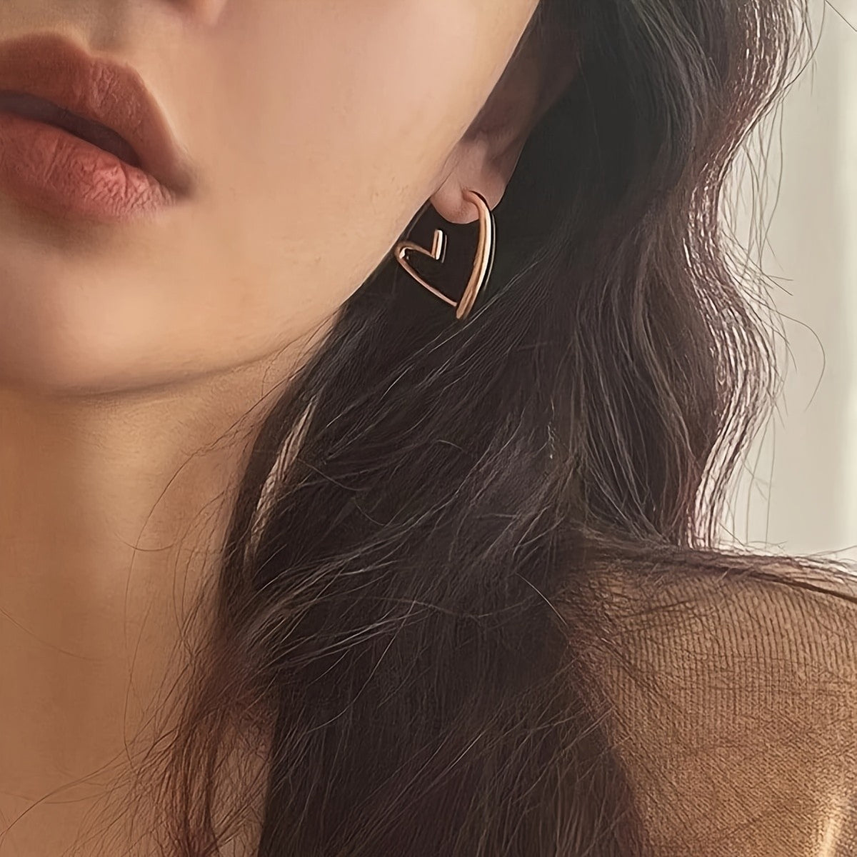 Curved Heart Post Earrings