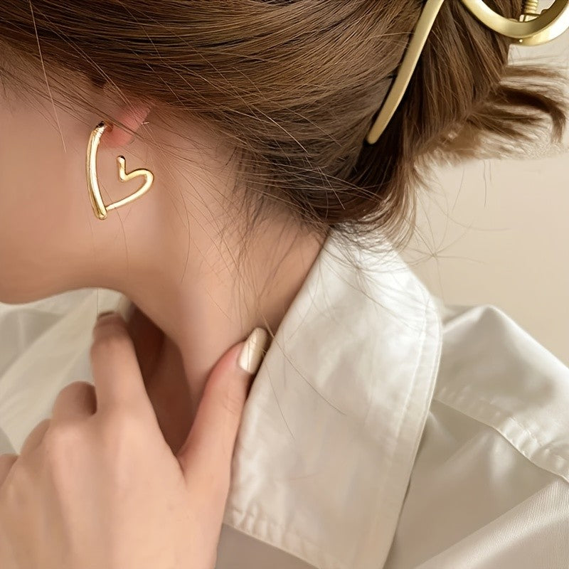 Curved Heart Post Earrings