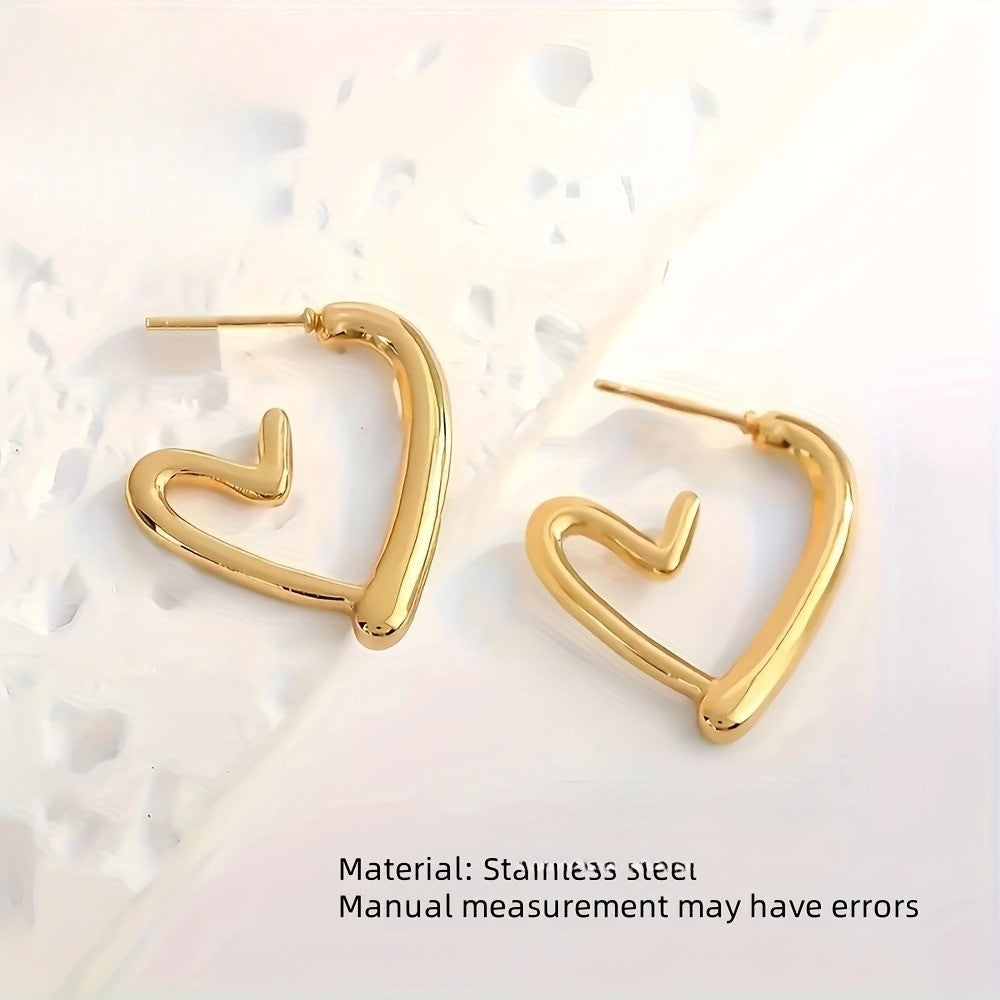 Curved Heart Post Earrings