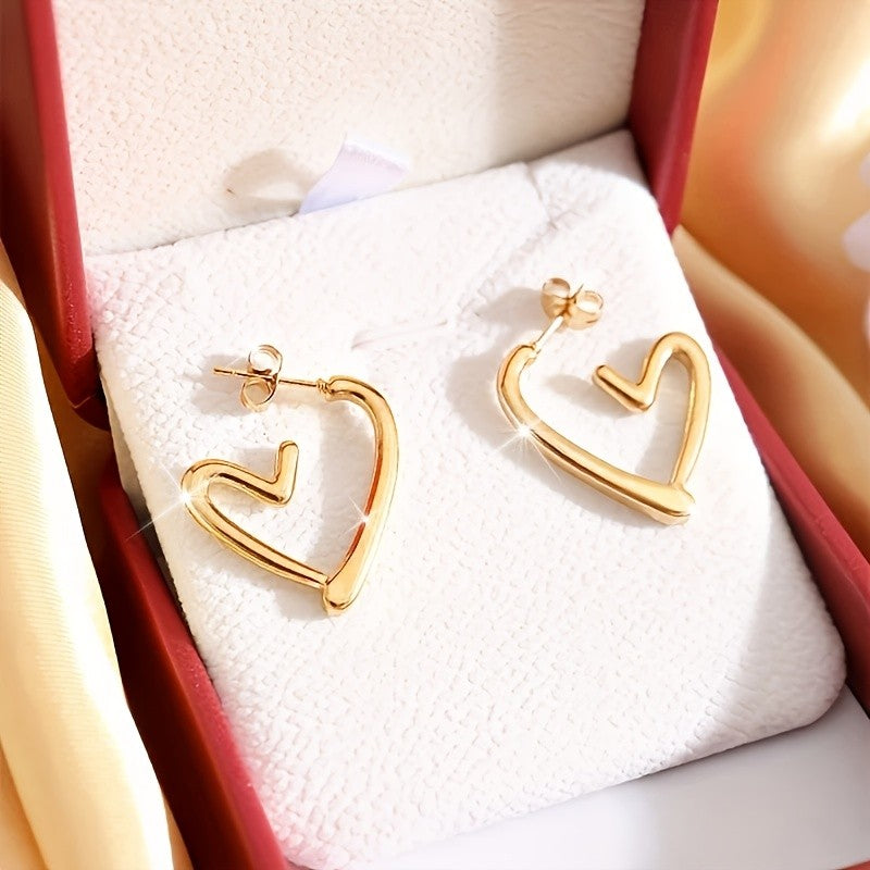 Curved Heart Post Earrings