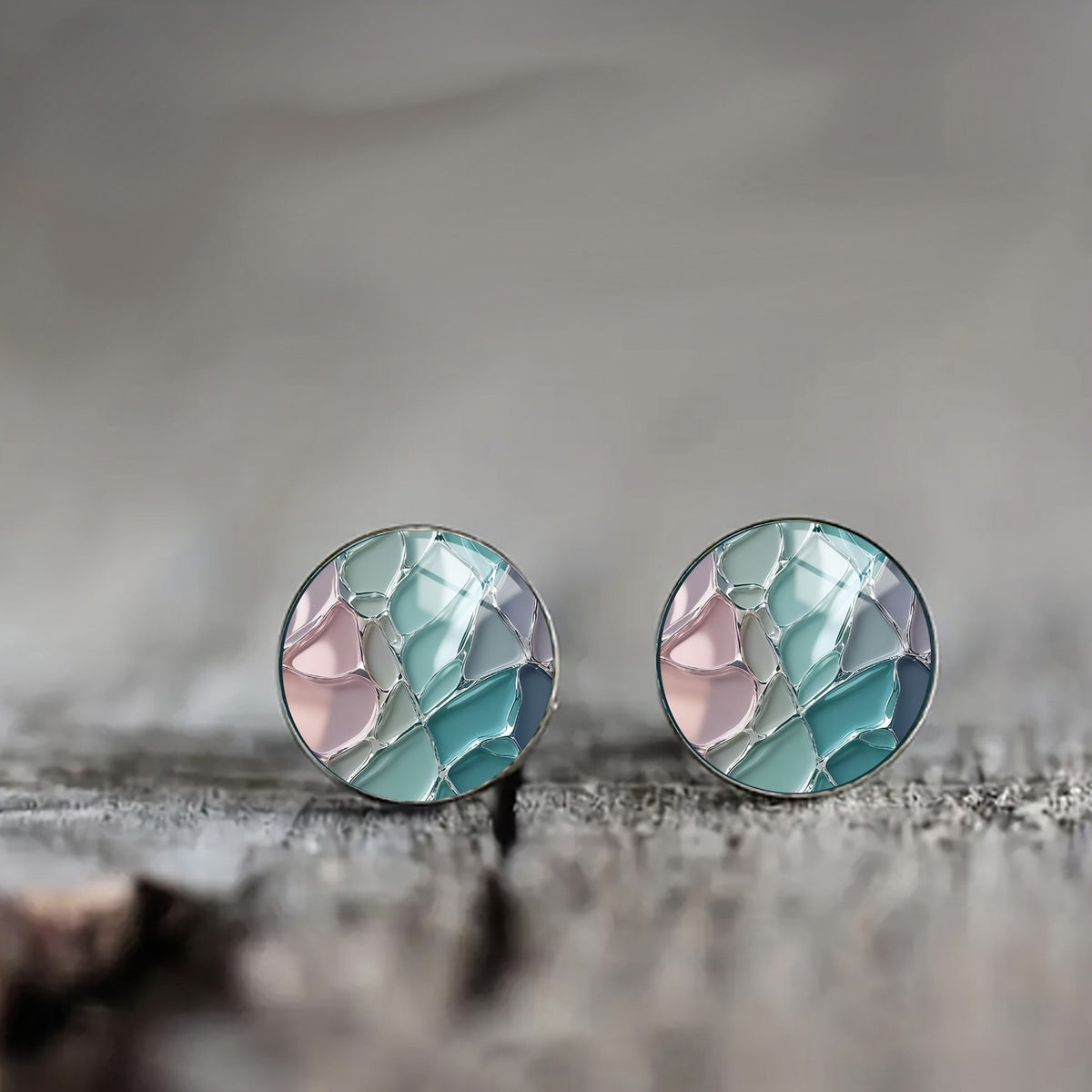 Colorful Glass Mosaic Stud Earrings