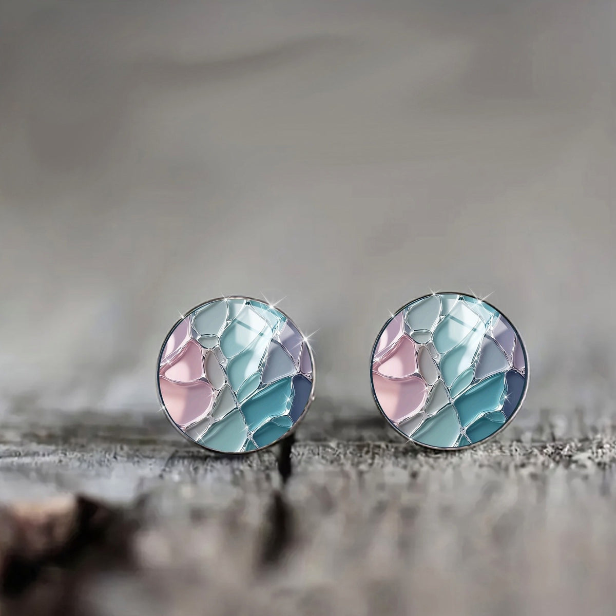 Colorful Glass Mosaic Stud Earrings