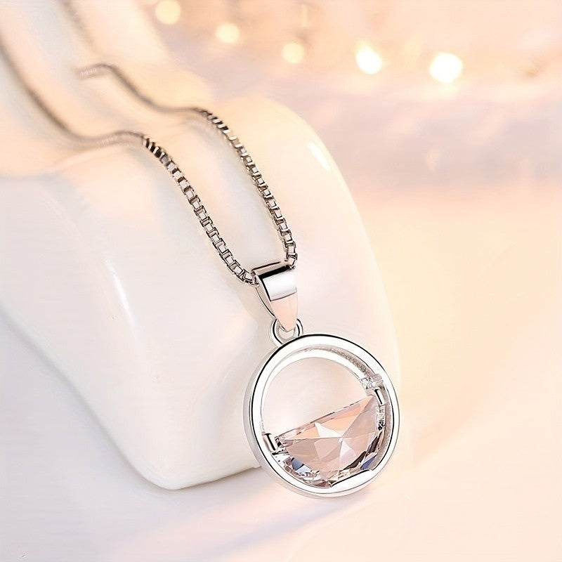 Crystal Horizon Circle Pendant Necklace