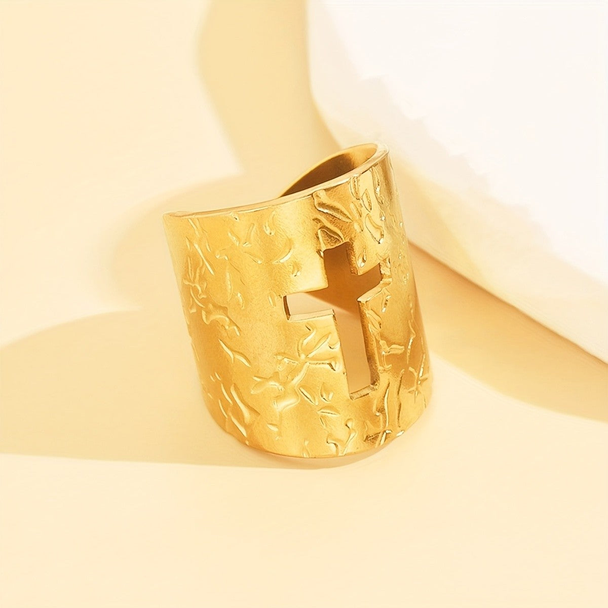 Textured Cross Ring