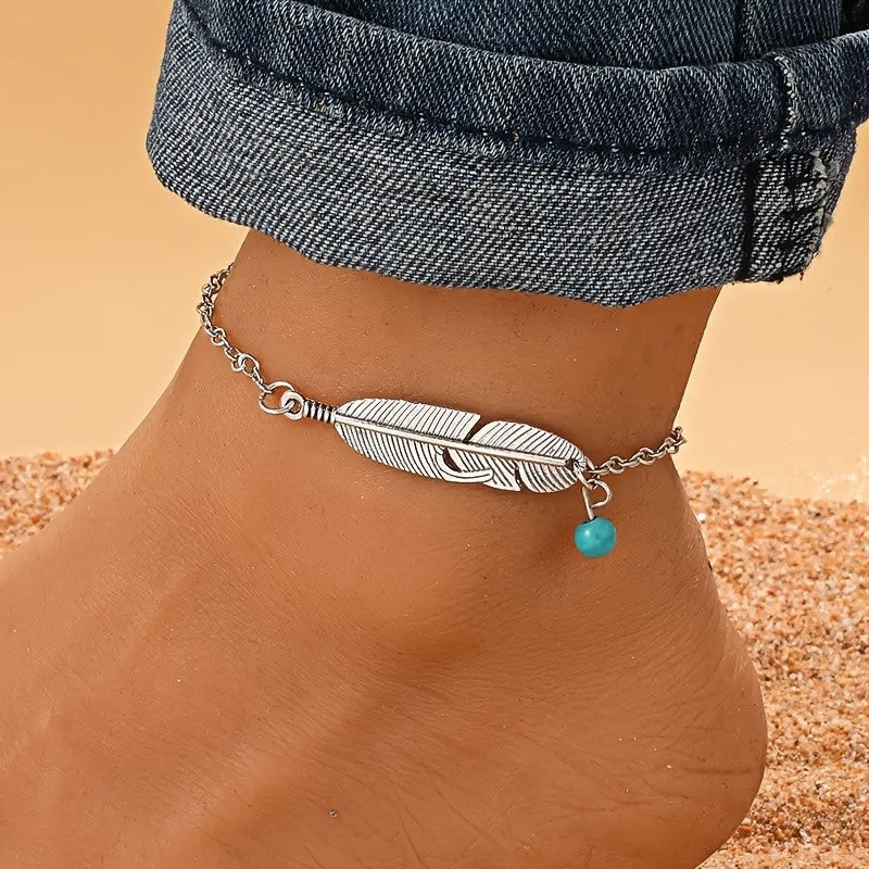 Feather Turquoise Anklet