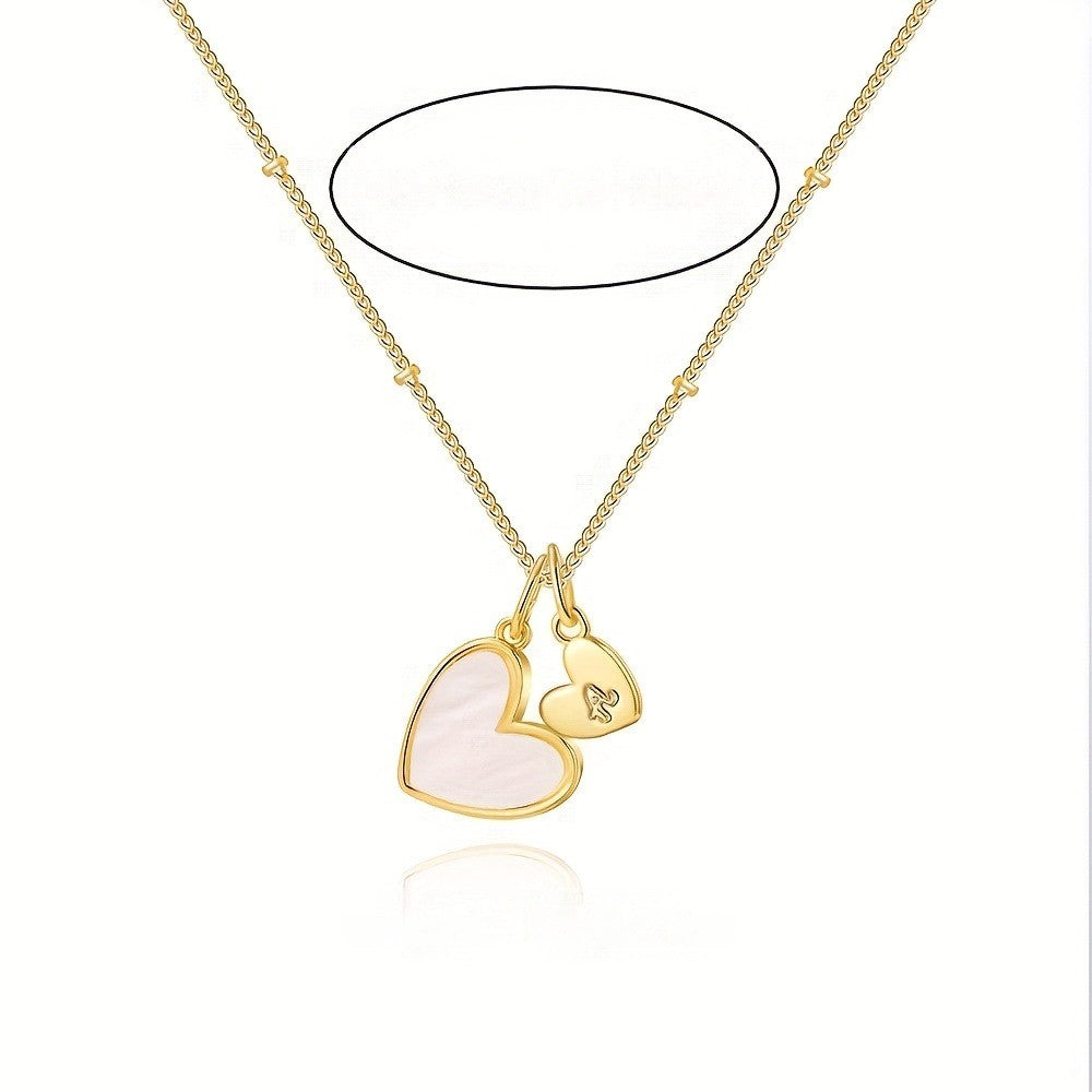 Mother-of-Pearl Heart & Initial Necklace