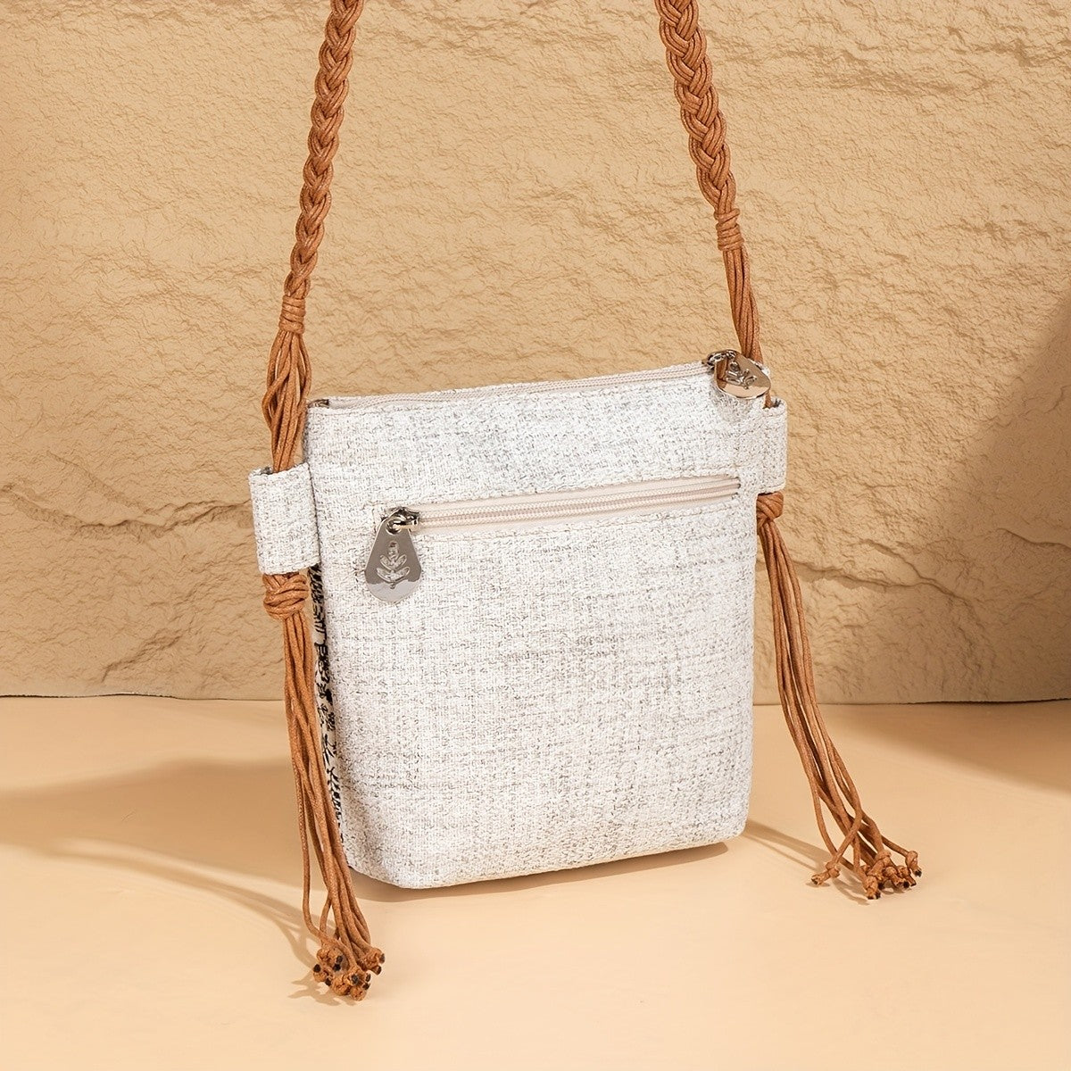 Floral Braided Crossbody Bag