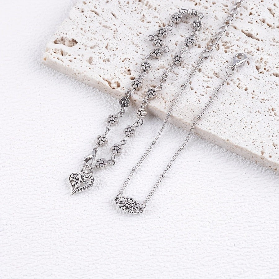 Layered Floral Anklet