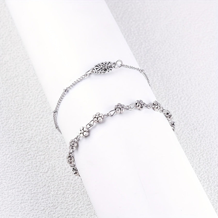 Layered Floral Anklet