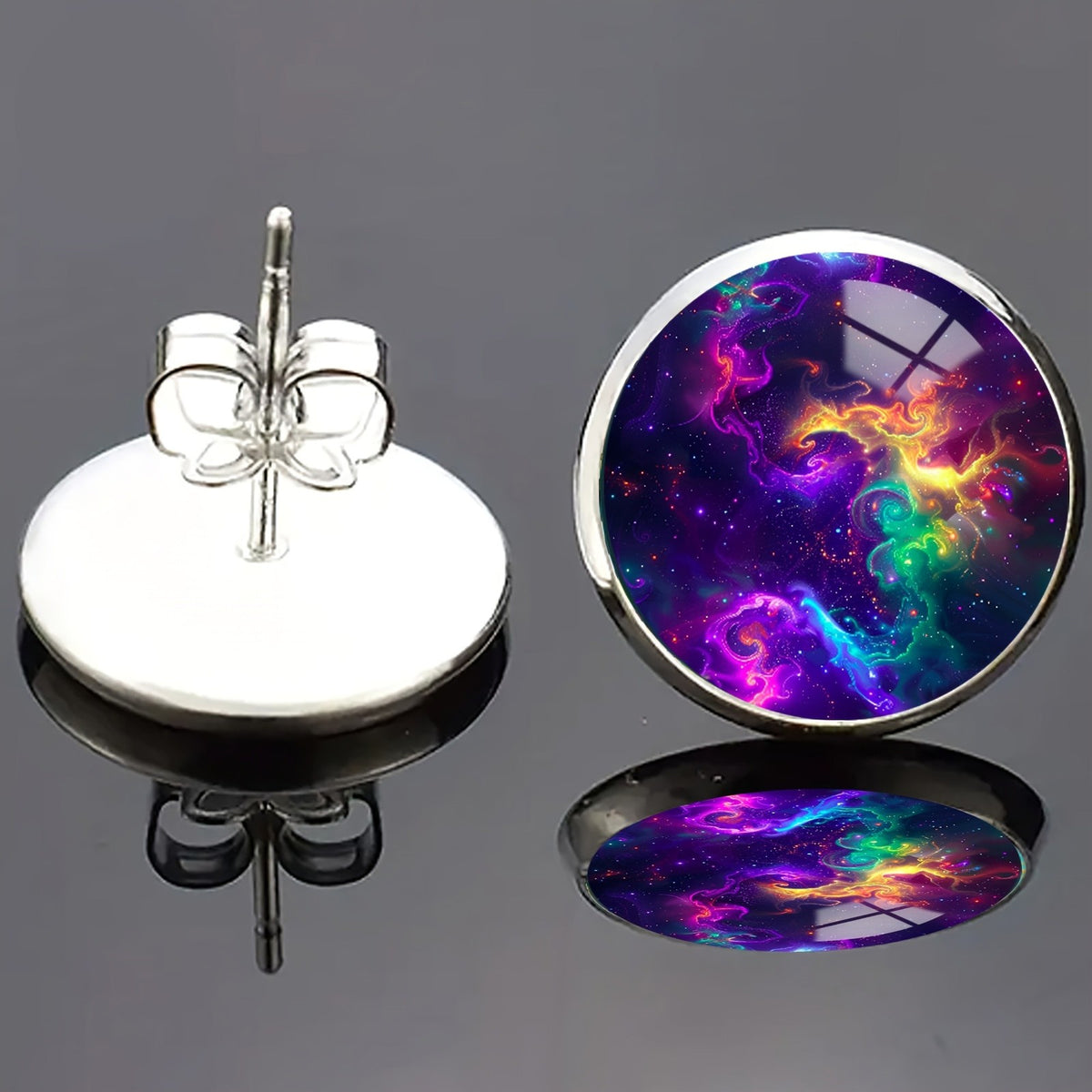 Rainbow Nebula Stud Earrings