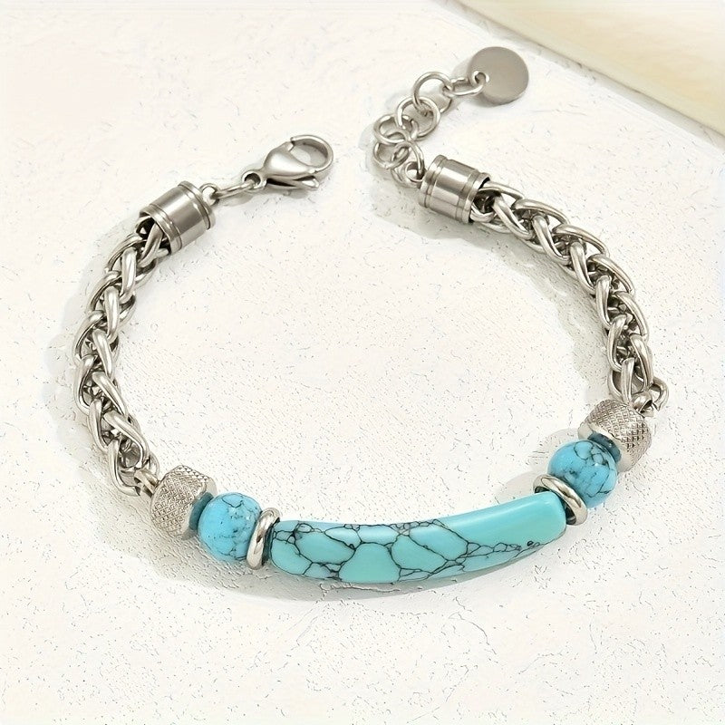 Turquoise Stone Link Bracelet