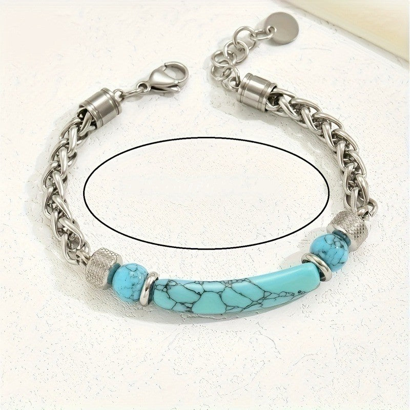 Turquoise Stone Link Bracelet