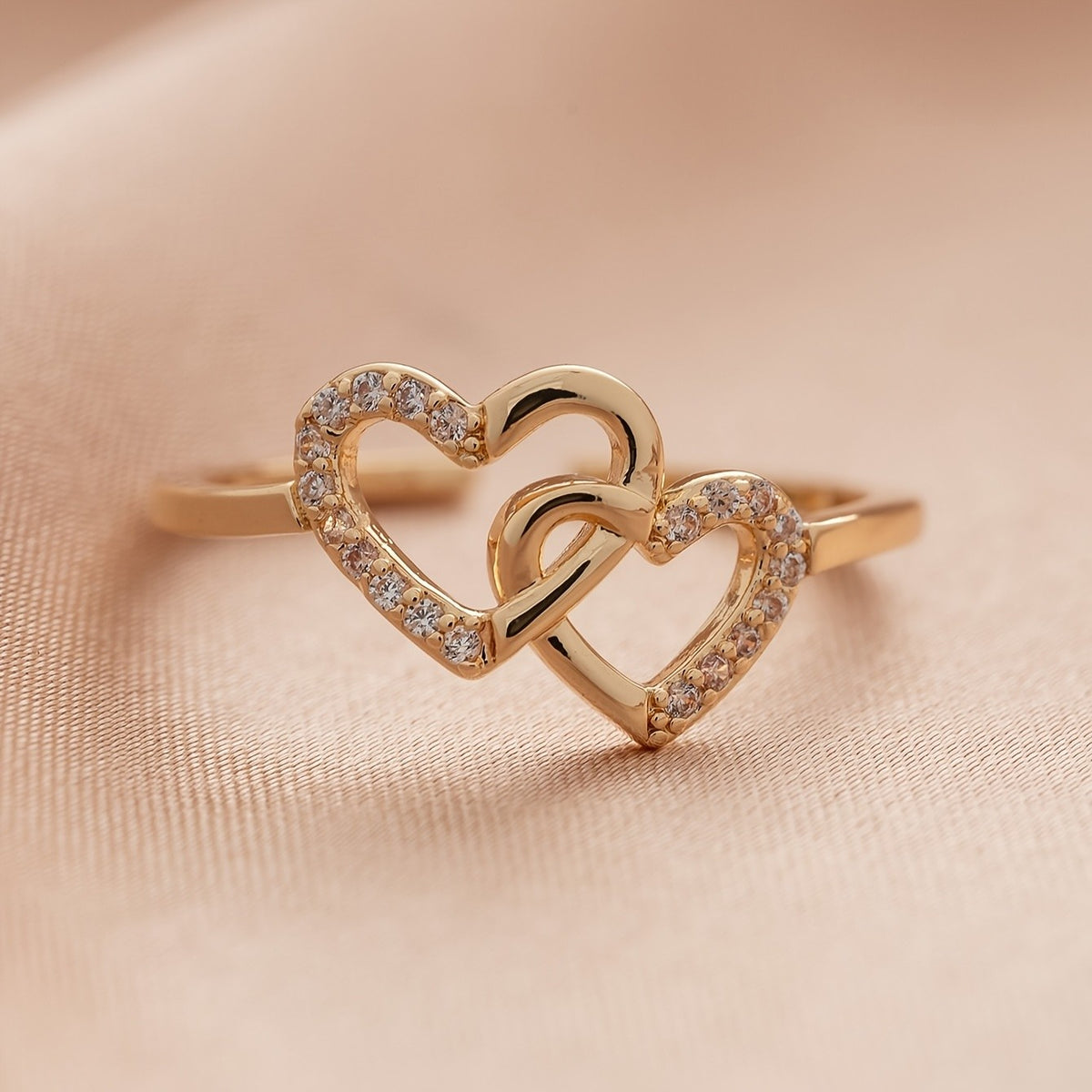 Crystal Double Heart & Infinity Open Ring