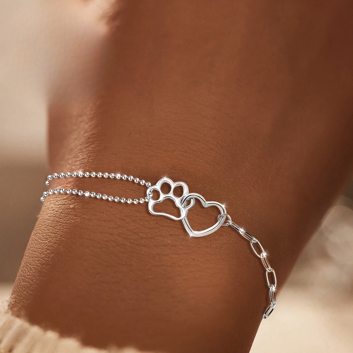 Paw & Heart Asymmetrical Bracelet