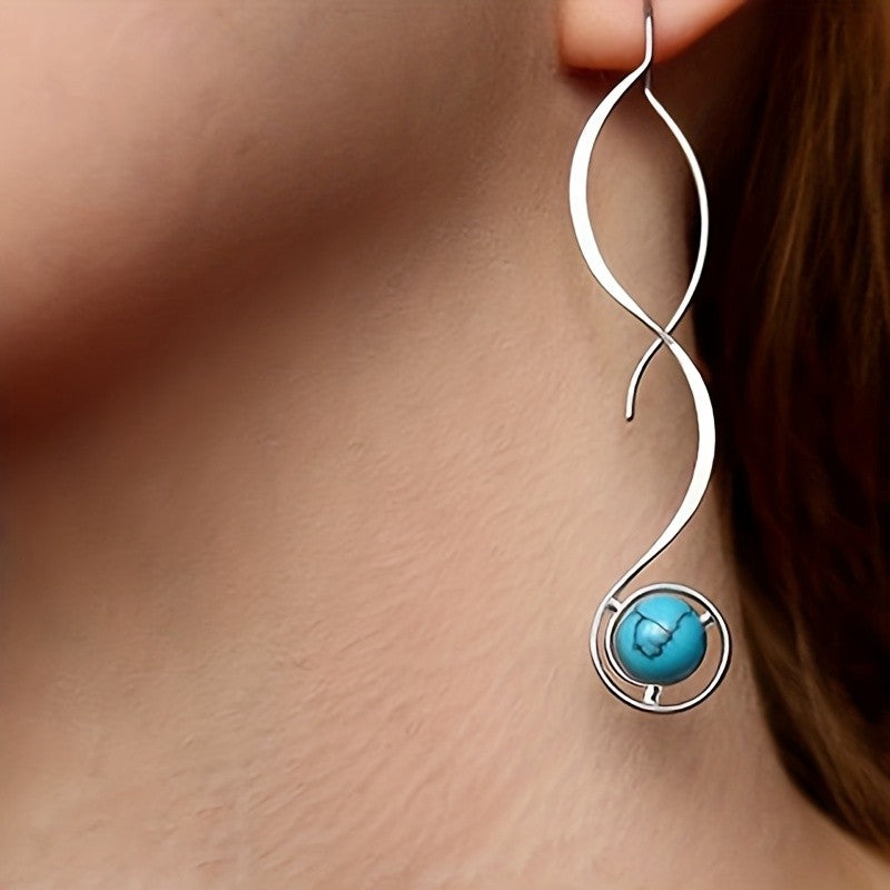 Turquoise Wave Drop Earrings