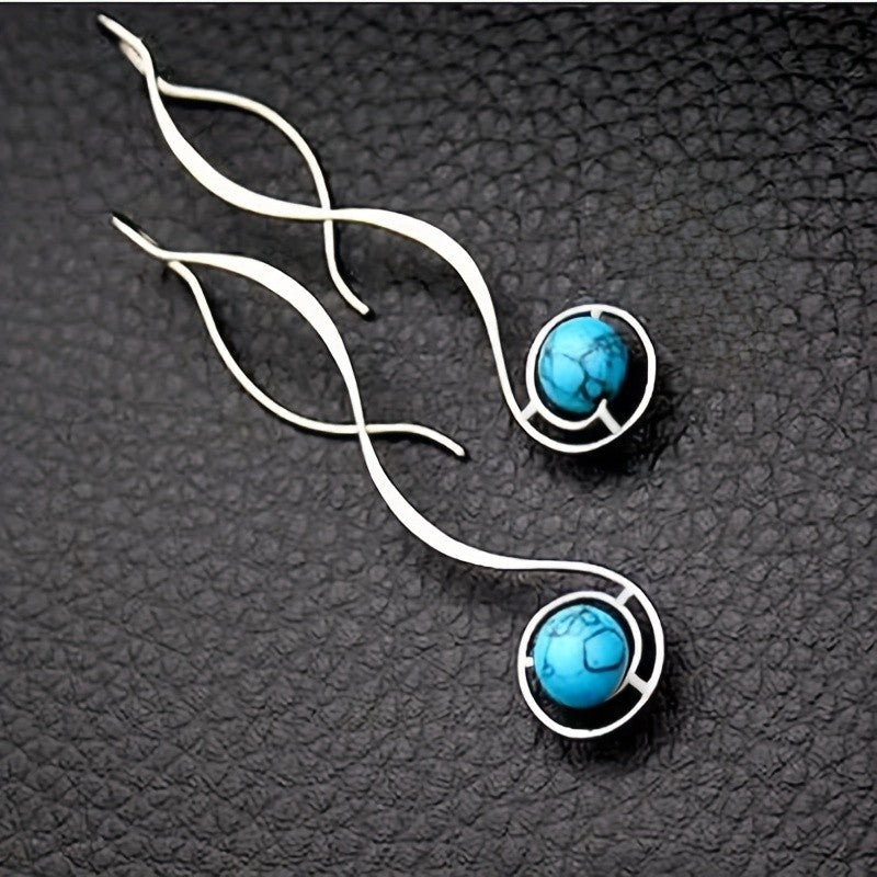 Turquoise Wave Drop Earrings