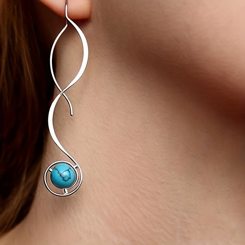 Turquoise Wave Drop Earrings