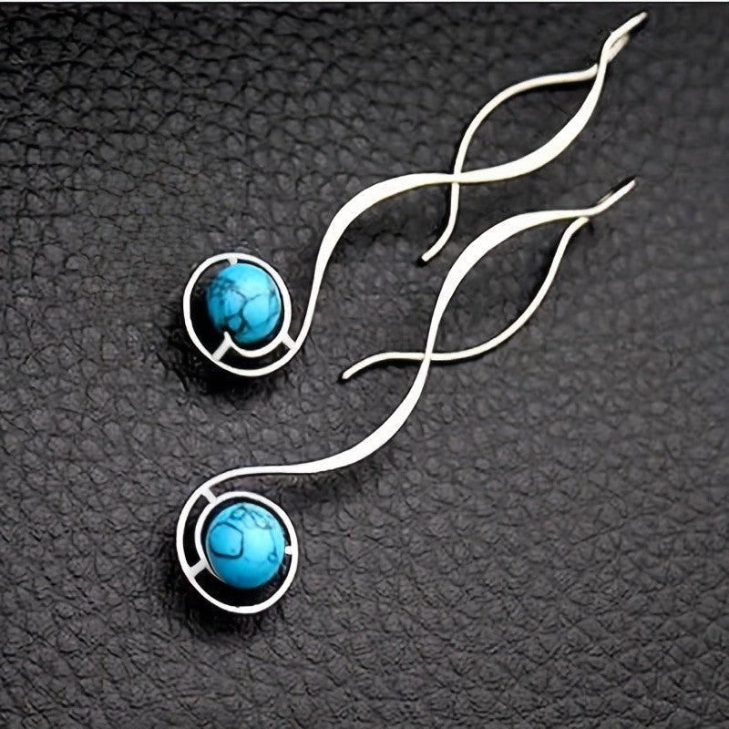 Turquoise Wave Drop Earrings