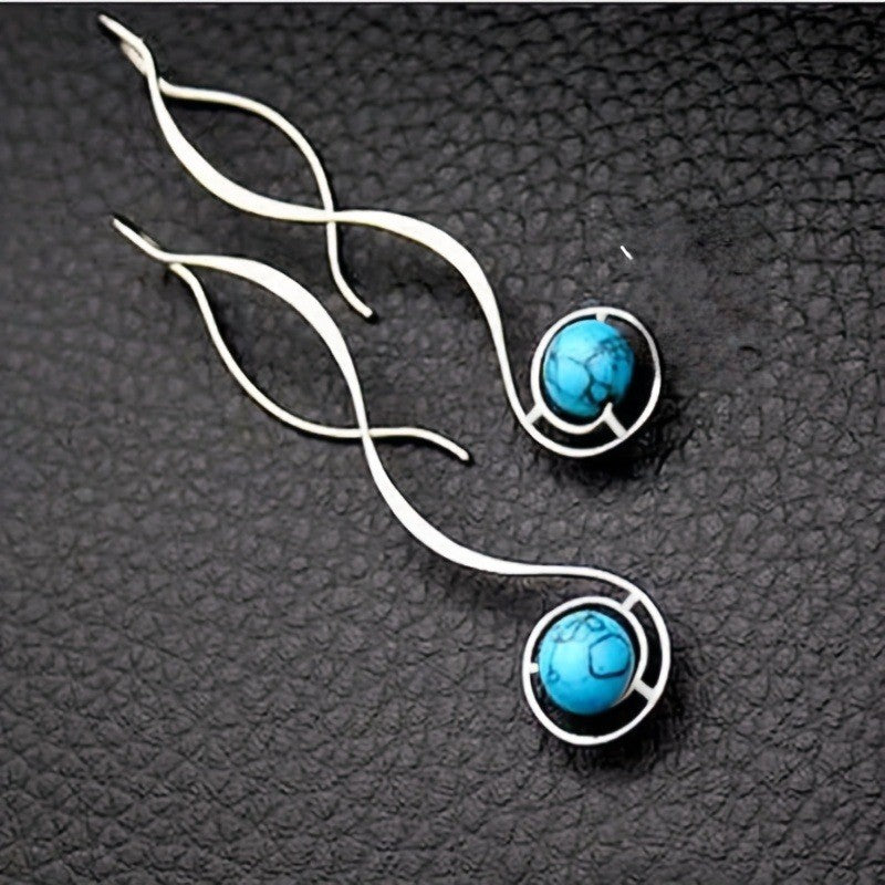 Turquoise Wave Drop Earrings
