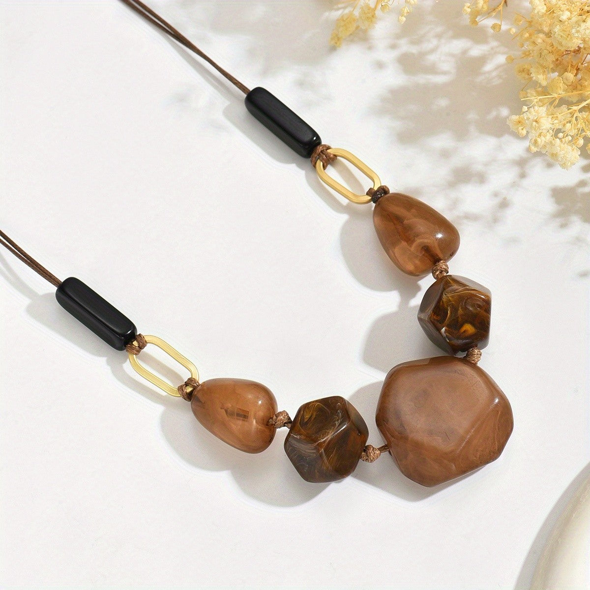 Resin Geometric Bead Necklace