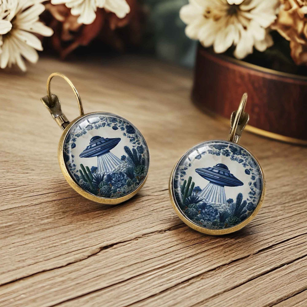 UFO Cactus Porcelain Earrings