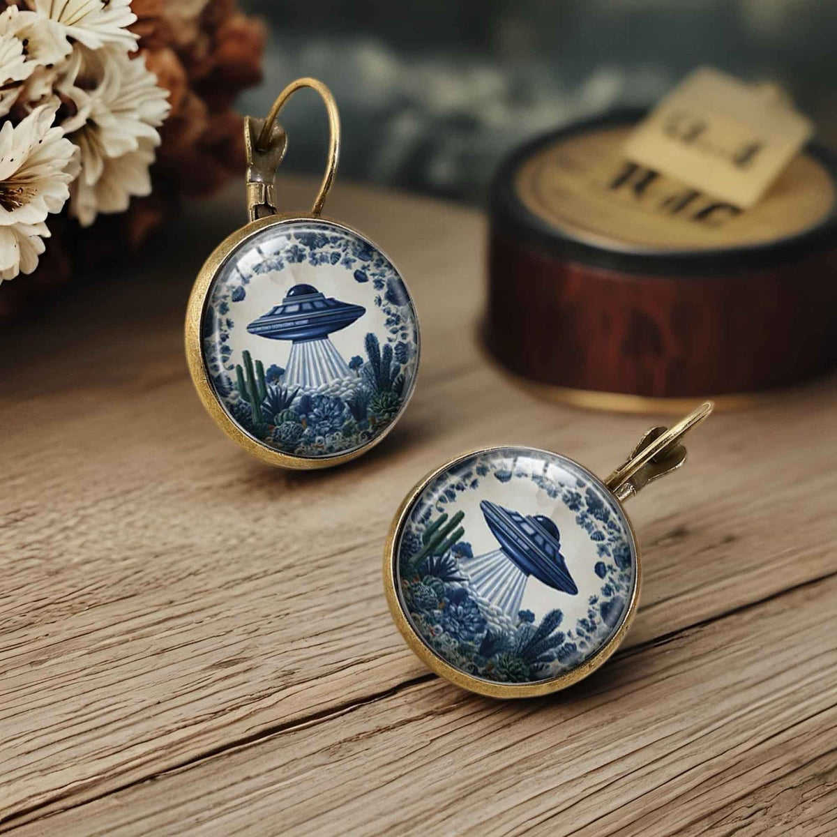 UFO Cactus Porcelain Earrings