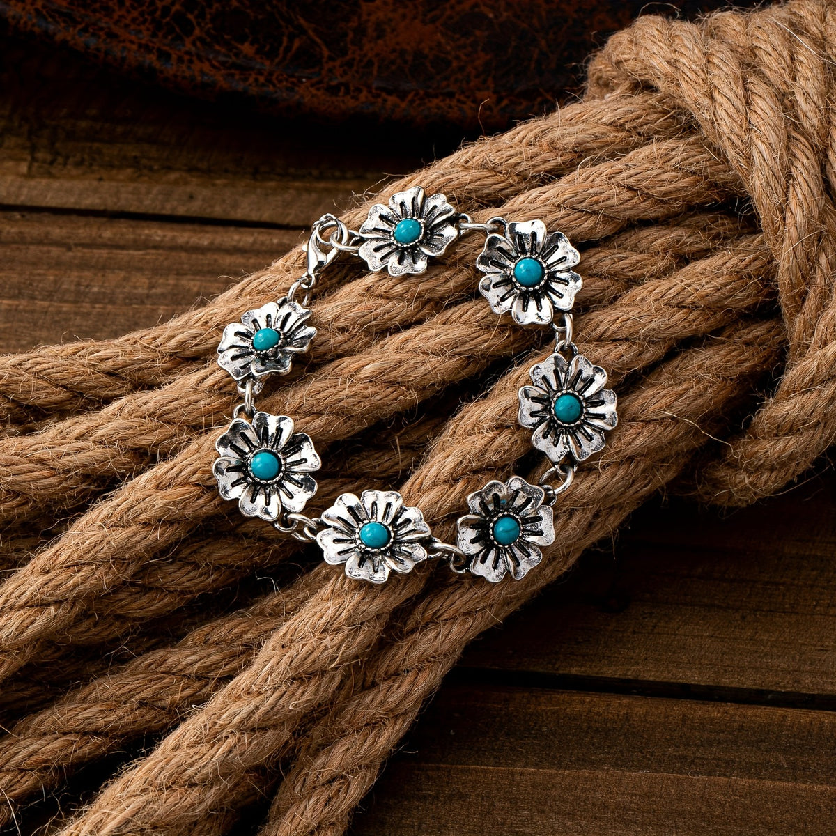 Turquoise Flower Link Bracelet