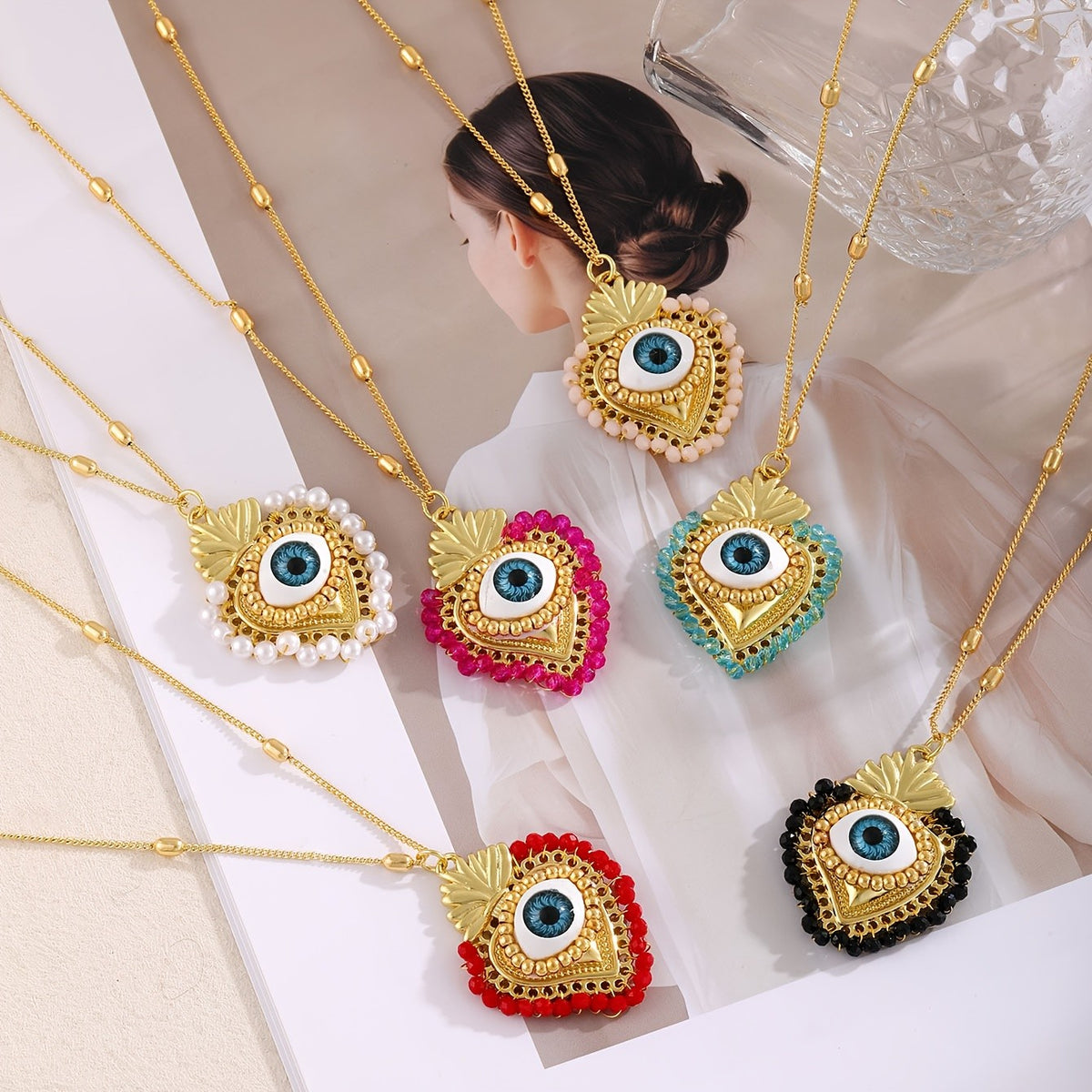 Colorful Beaded Heart Necklace