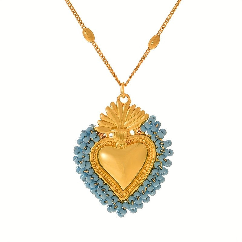 Colorful Beaded Heart Necklace