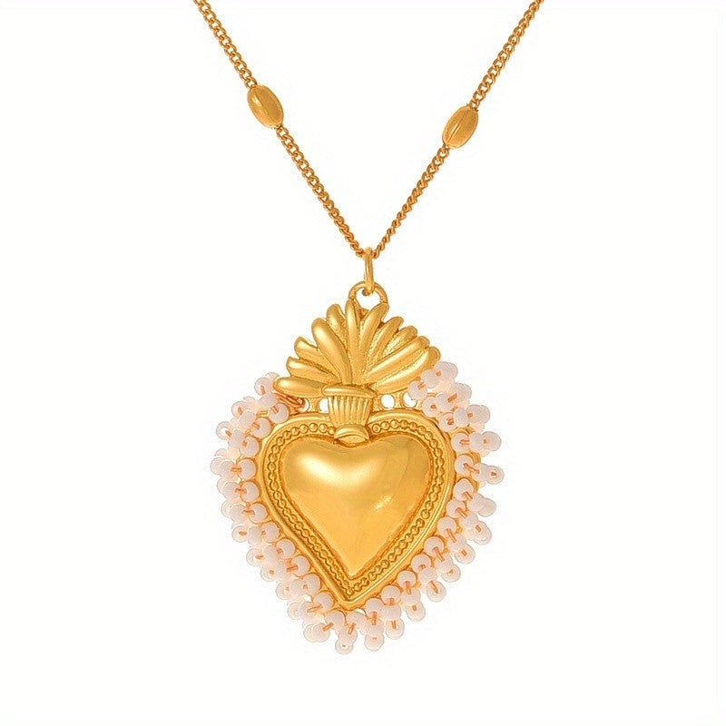 Colorful Beaded Heart Necklace