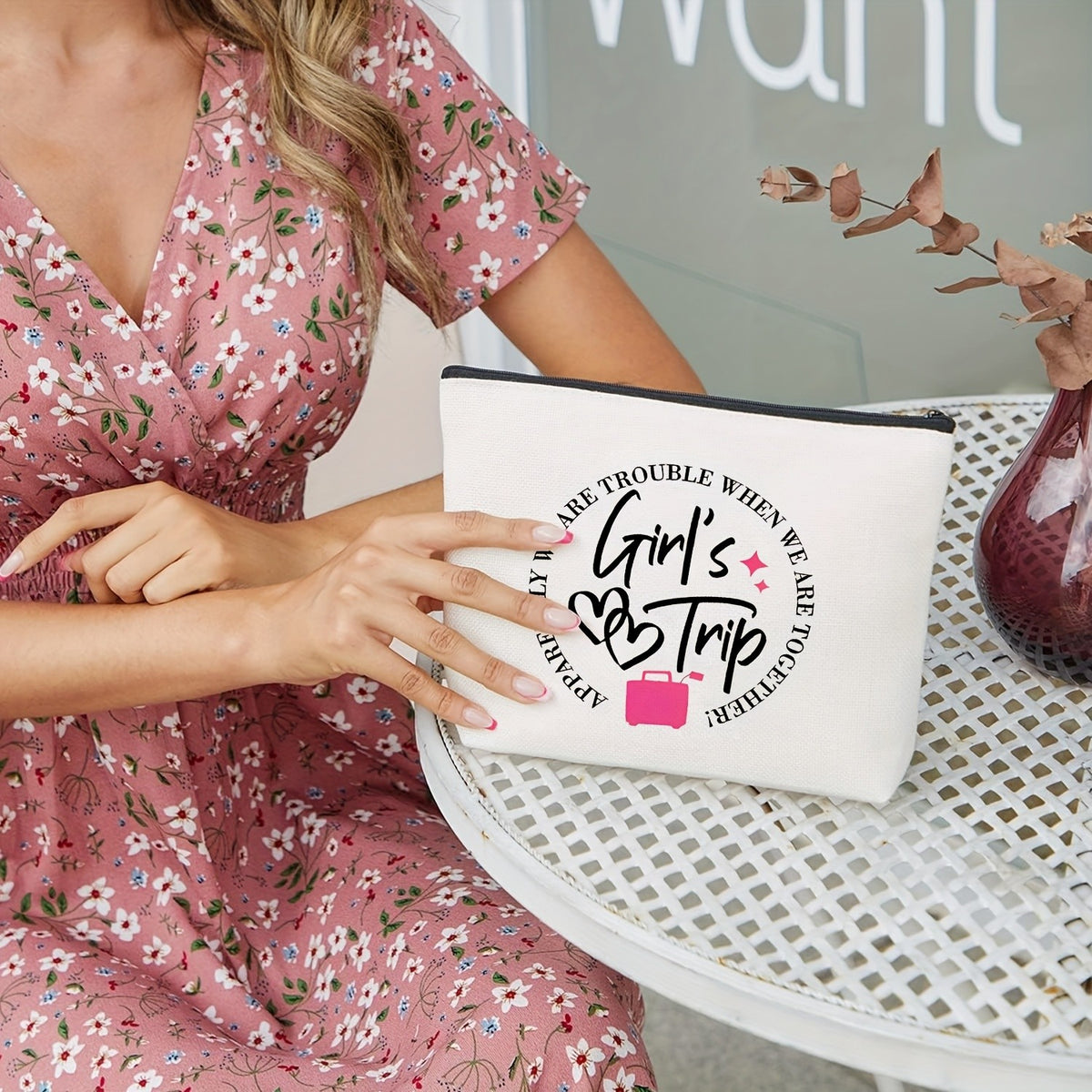 Girls Trip Heart Canvas Pouch