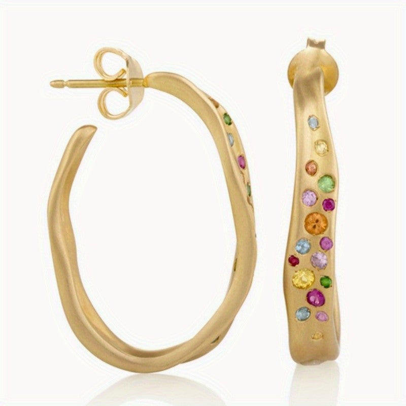 Multi-Color Zircon Hoop Earrings