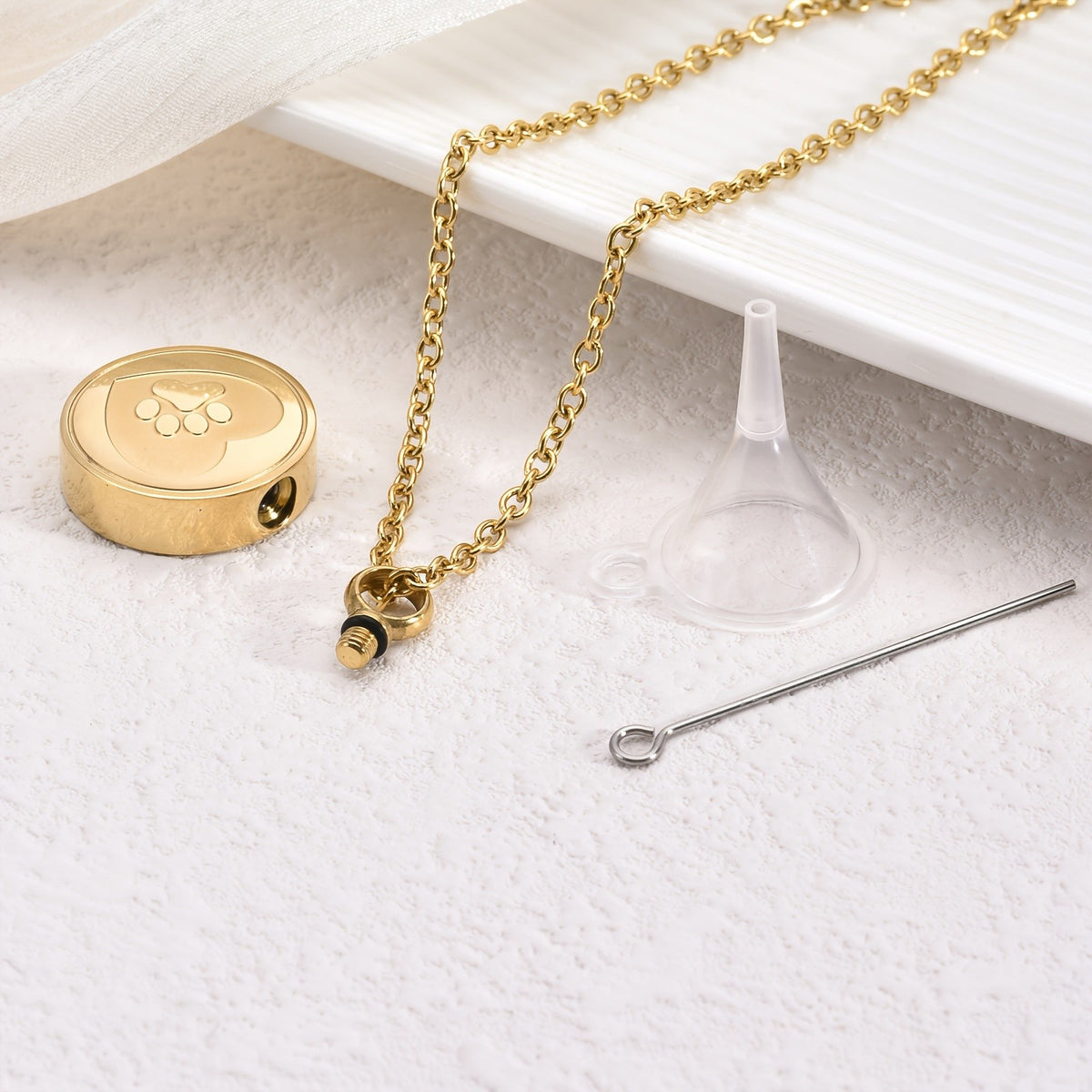 Round Paw Print Heart Urn Necklace