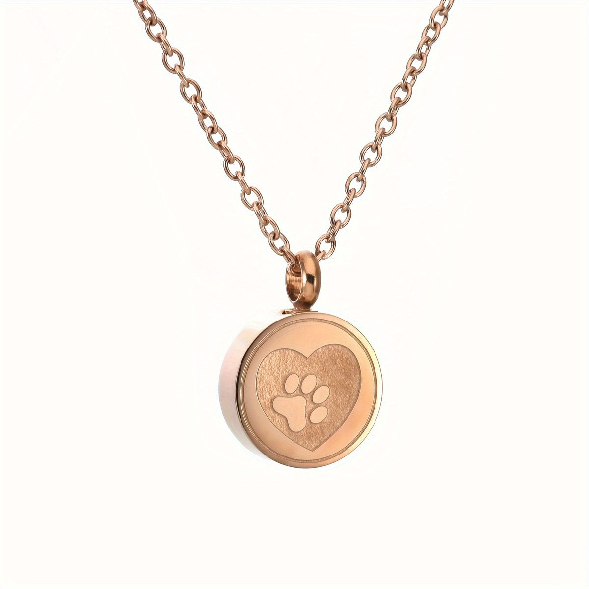 Round Paw Print Heart Urn Necklace