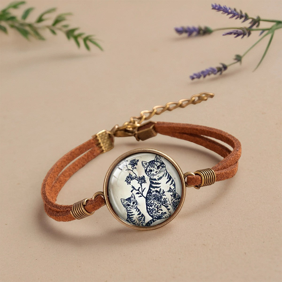 Blue Floral Cat Bracelet