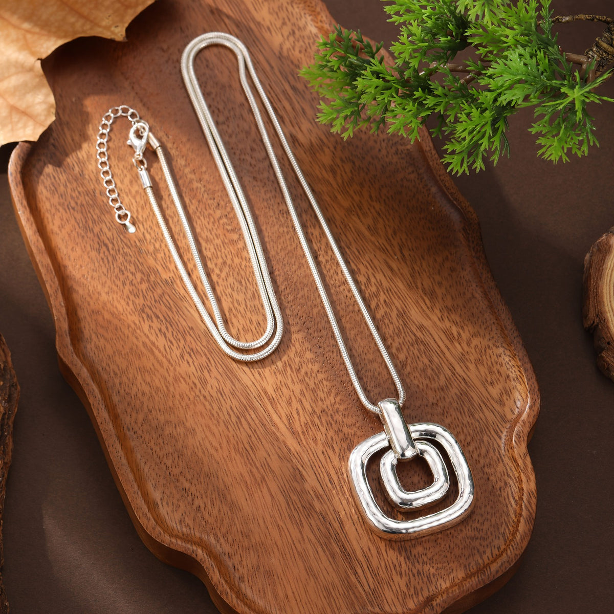 Layered Square Pendant Necklace
