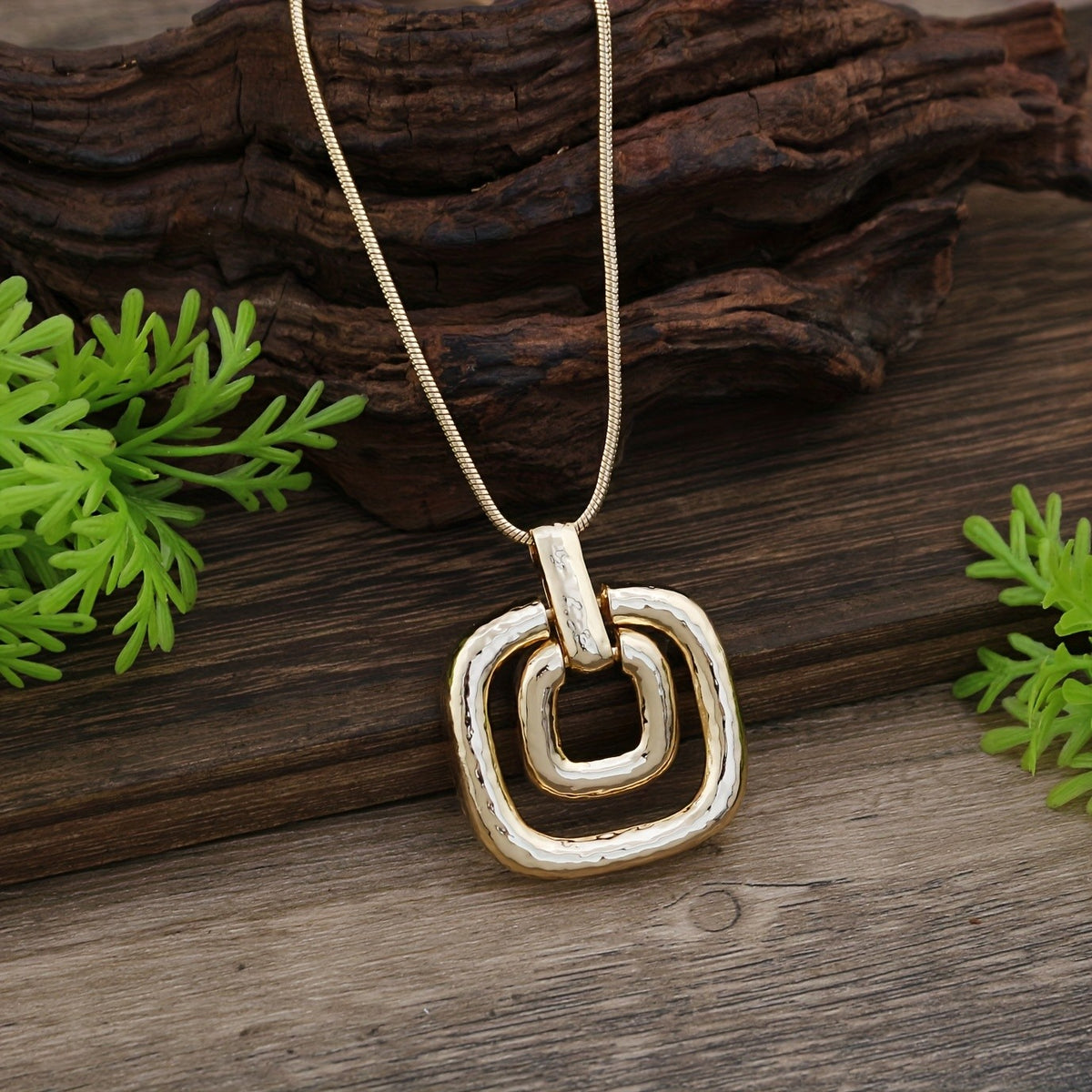 Layered Square Pendant Necklace