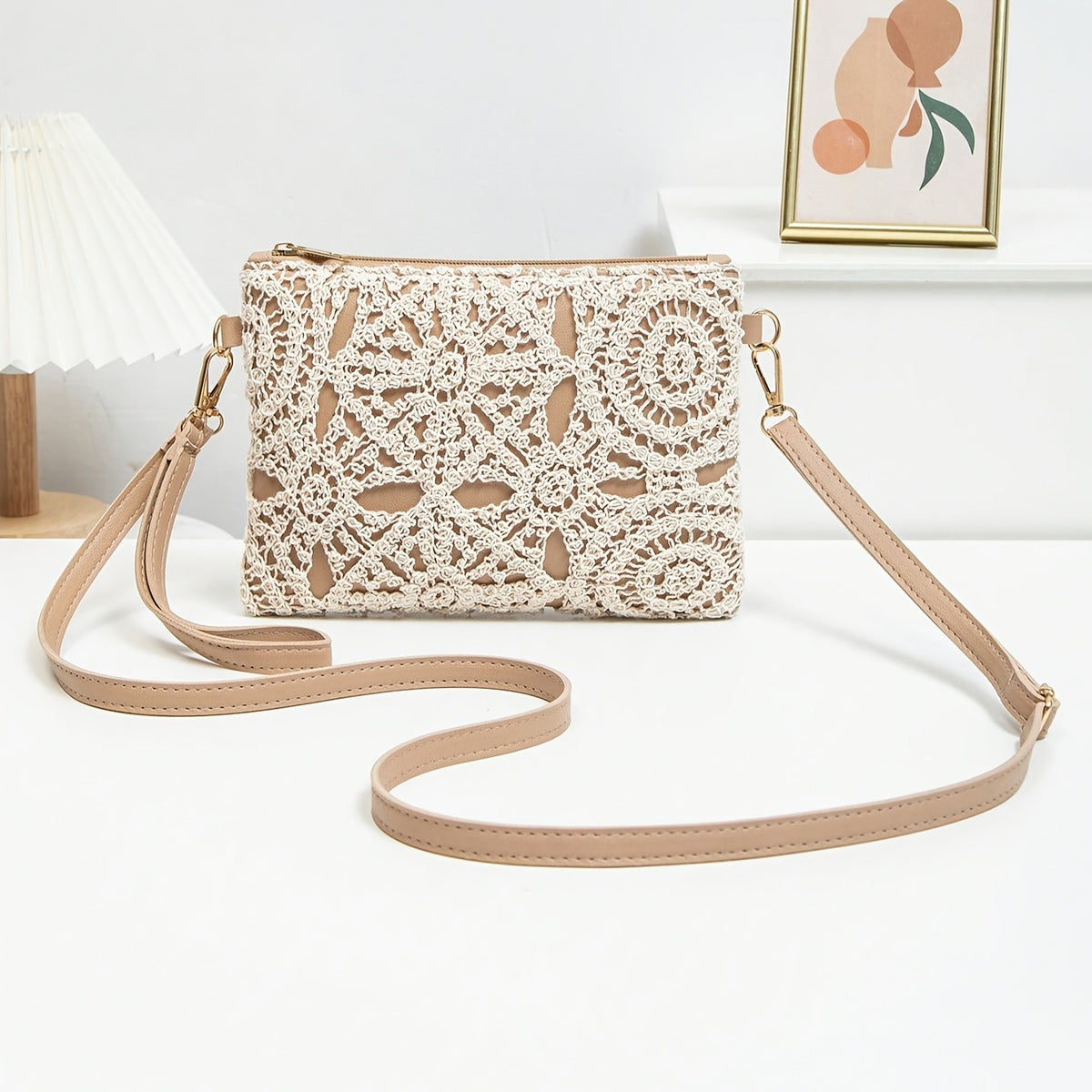 White Lace Crossbody Bag