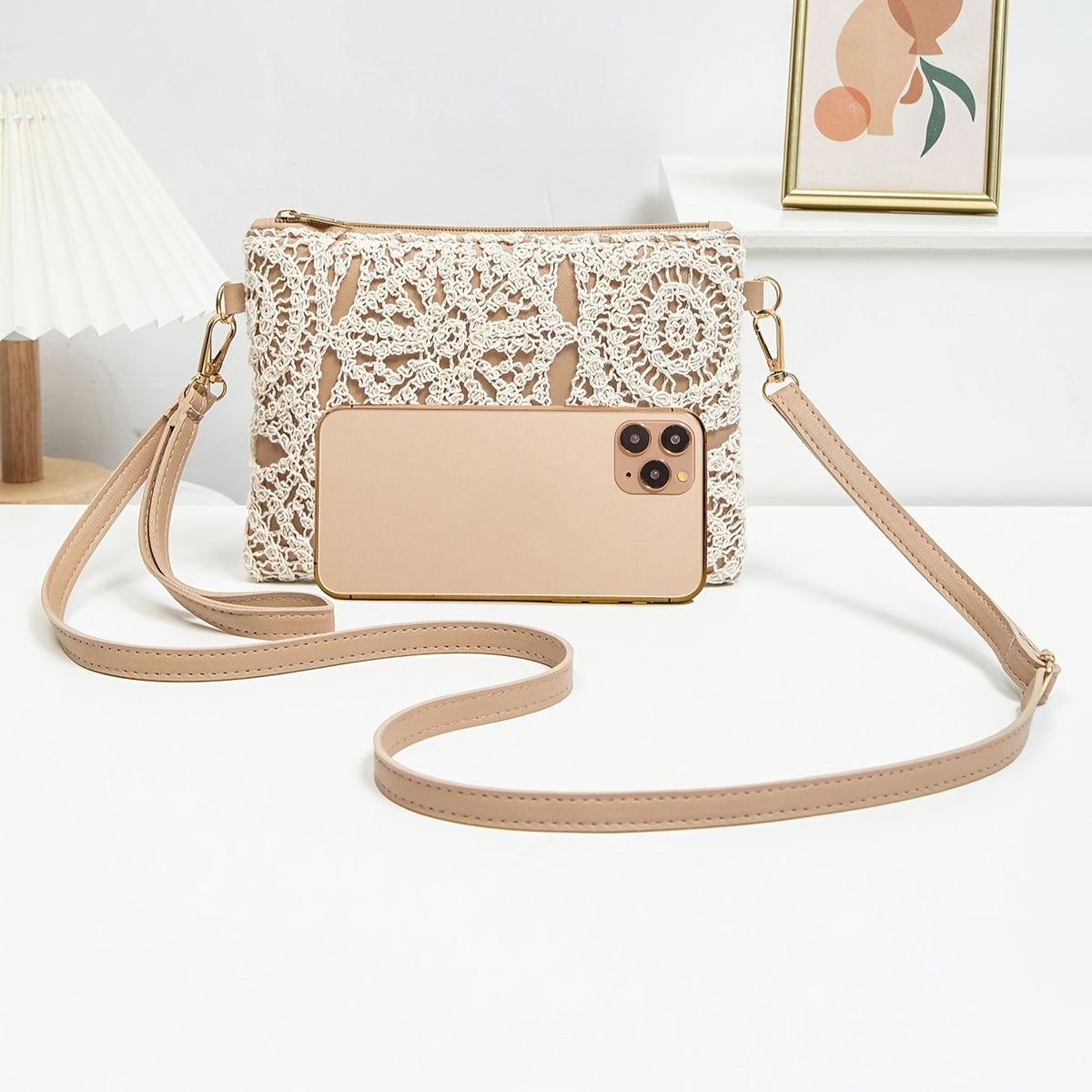 White Lace Crossbody Bag