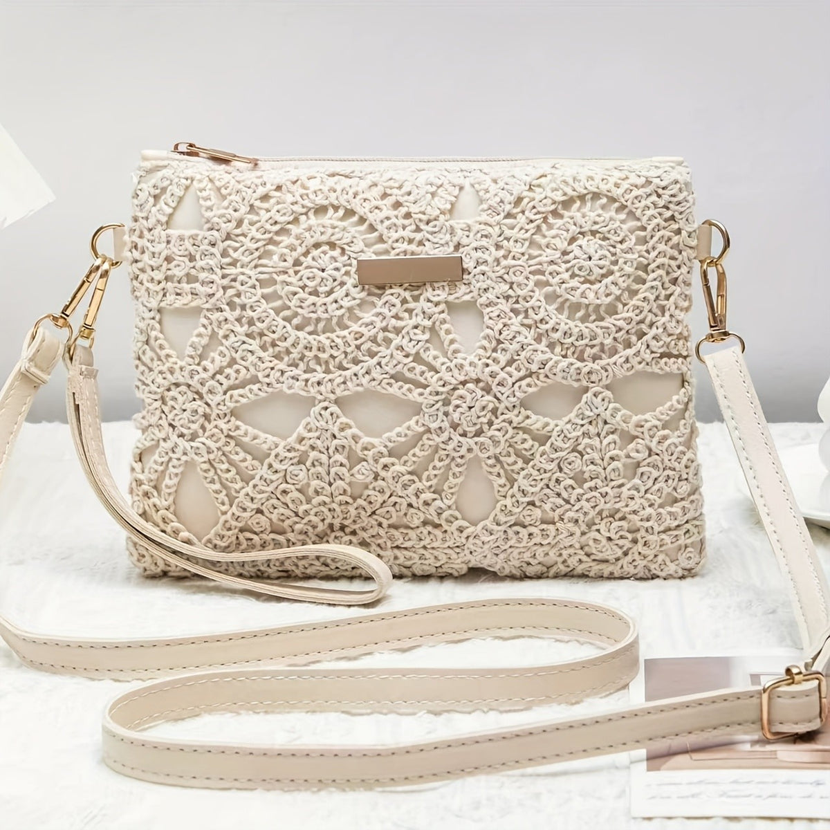 White Lace Crossbody Bag